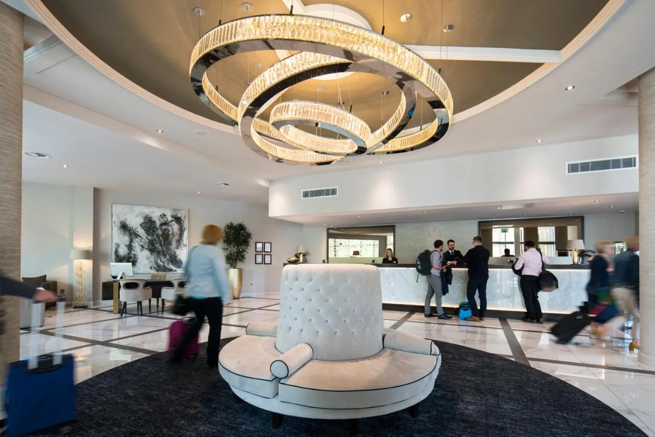 Hotel lobby with chandelier at Park Regis Birmingham